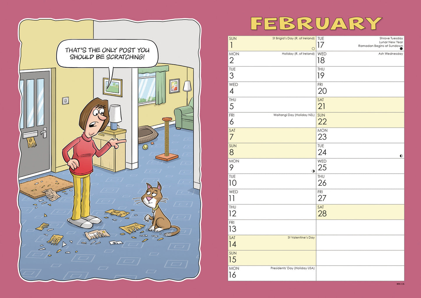Wacky World of Cats calendar 2026