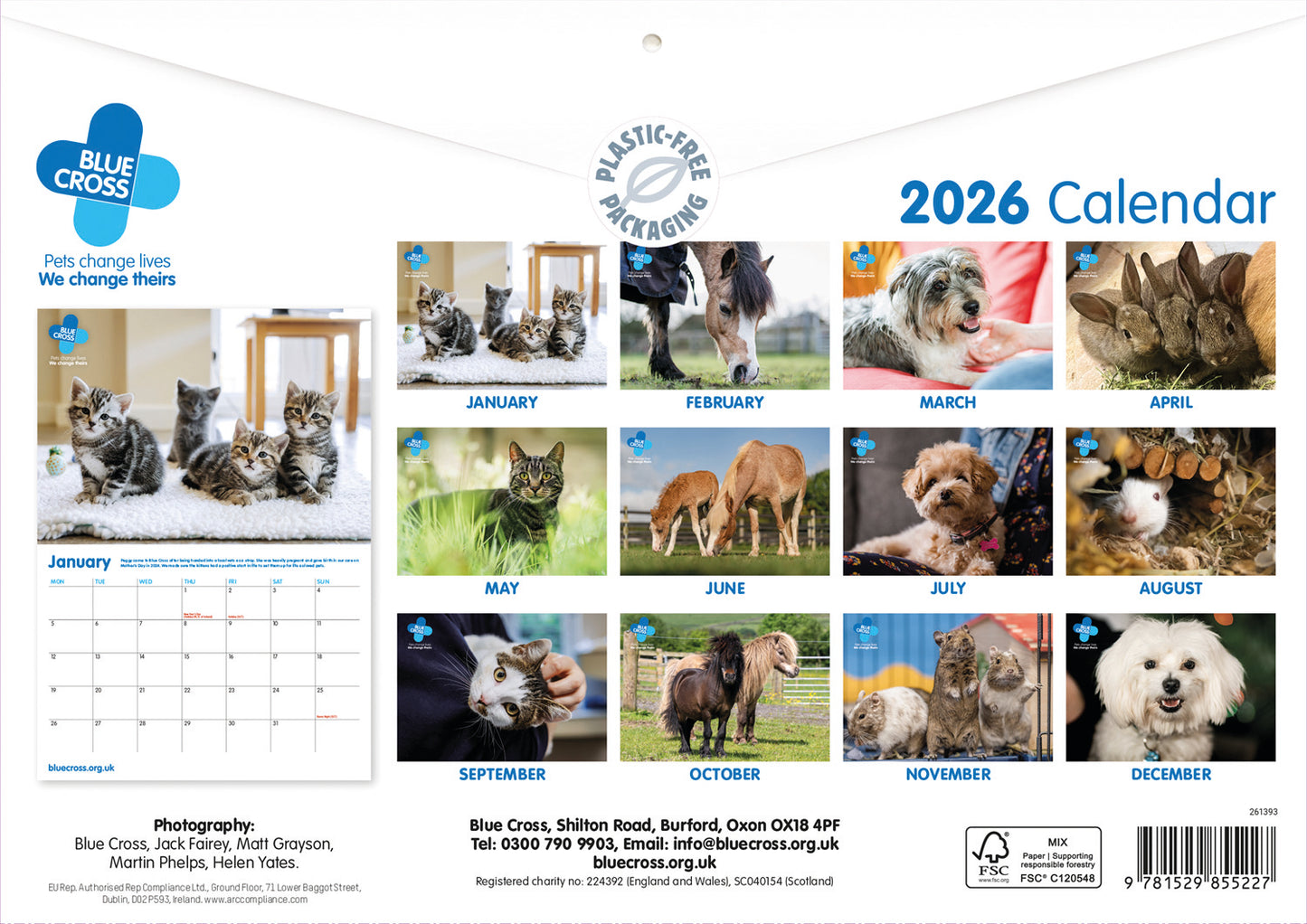 Blue Cross A4 Calendar 2026