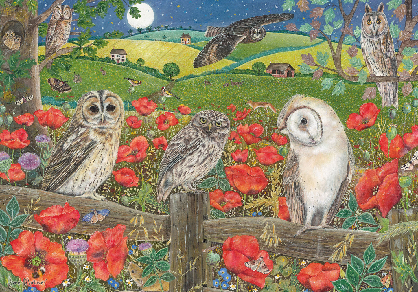 Owls in Poppy Fields 500 Piece Jigsaw