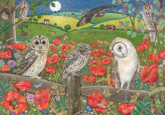 Owls in Poppy Fields 500 Piece Jigsaw