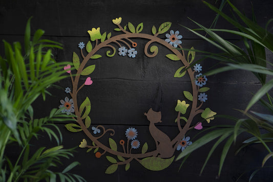 Floral Cat Decorative Wreath
