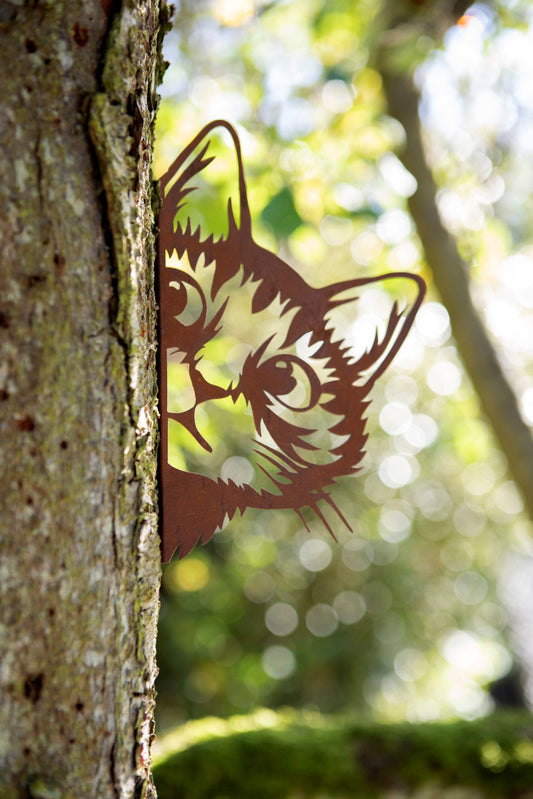 Peeking Cat Garden Decoration - Side View