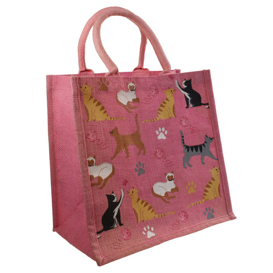 Pink Cats Jute Bag
