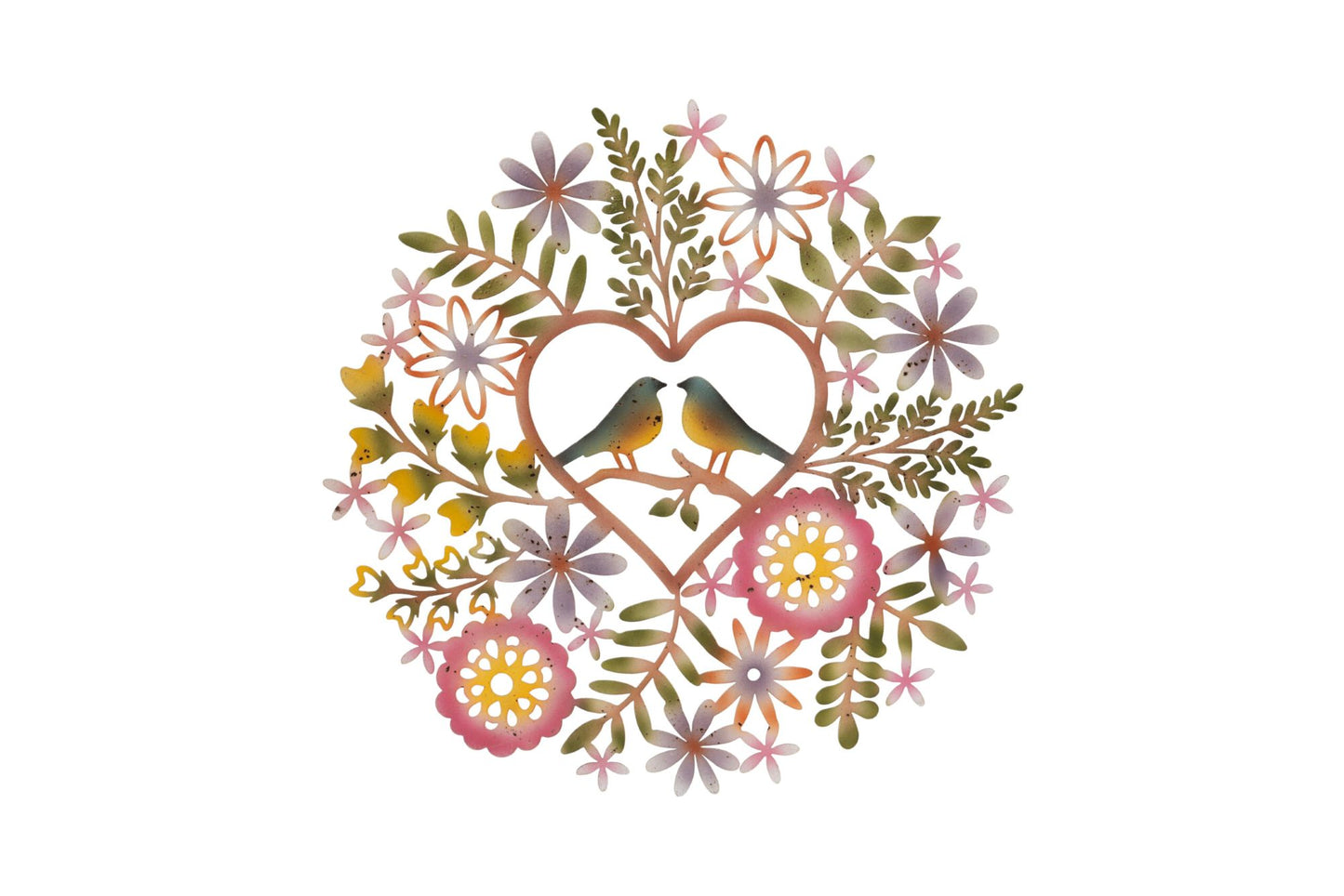 Floral Love Birds Garden Plaque