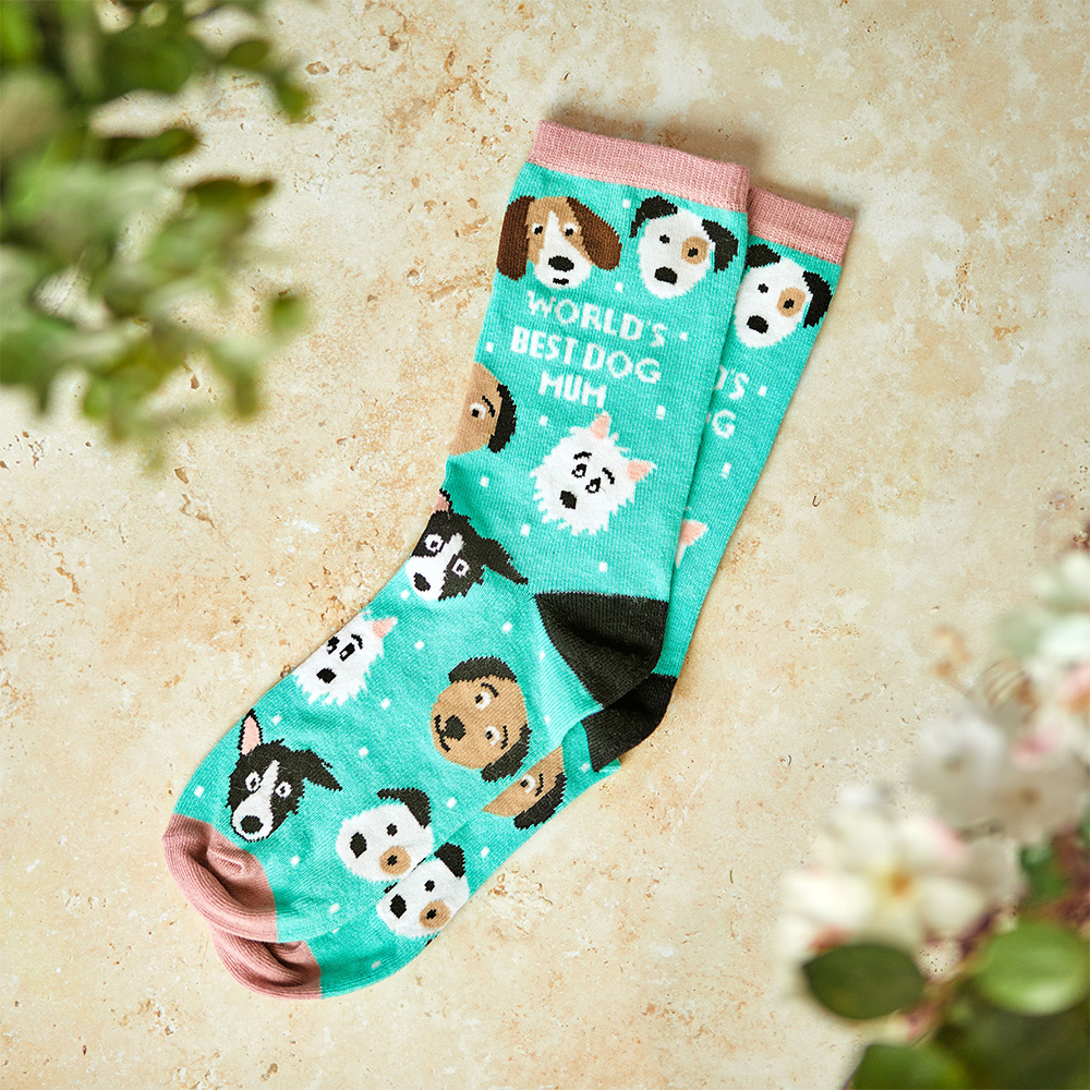 World's Best Dog Mum Socks - Teal