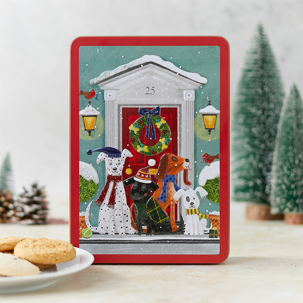 Snowy Dogs Biscuit Tin