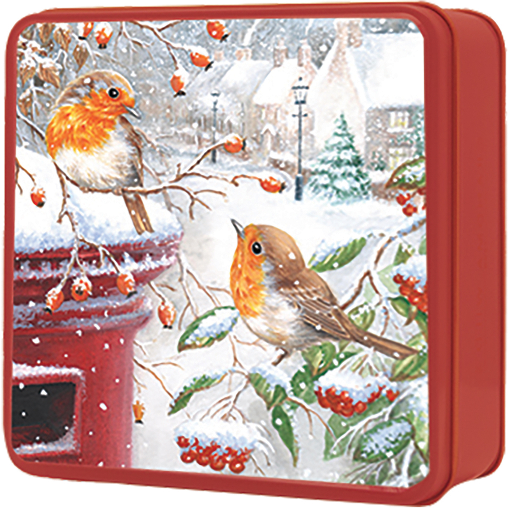 Robin and Postbox Biscuit Tin