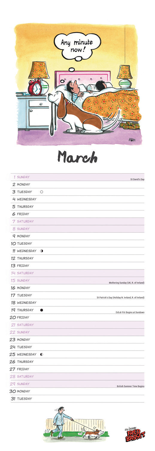 Fred Basset Slim Calendar 2026