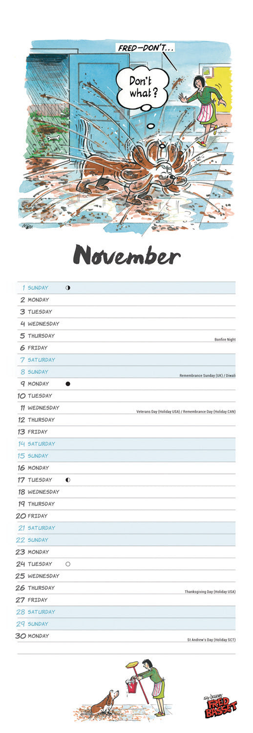 Fred Basset Slim Calendar 2026