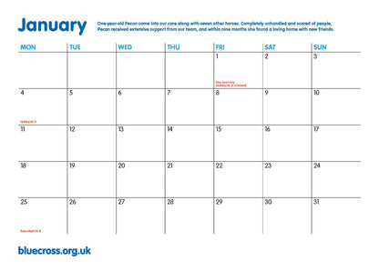 Blue Cross Calendar 2027