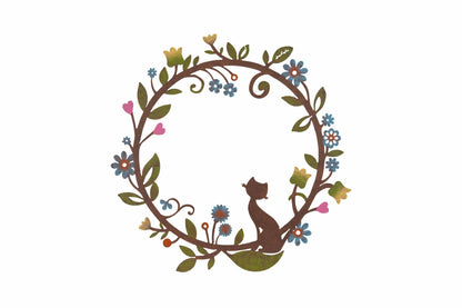 Floral Cat Decorative Wreath