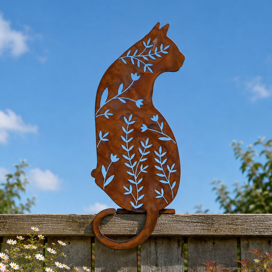 Garden Fence Cat Decoration