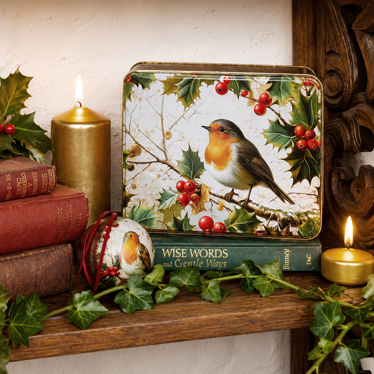 Christmas Robin Biscuit Tin