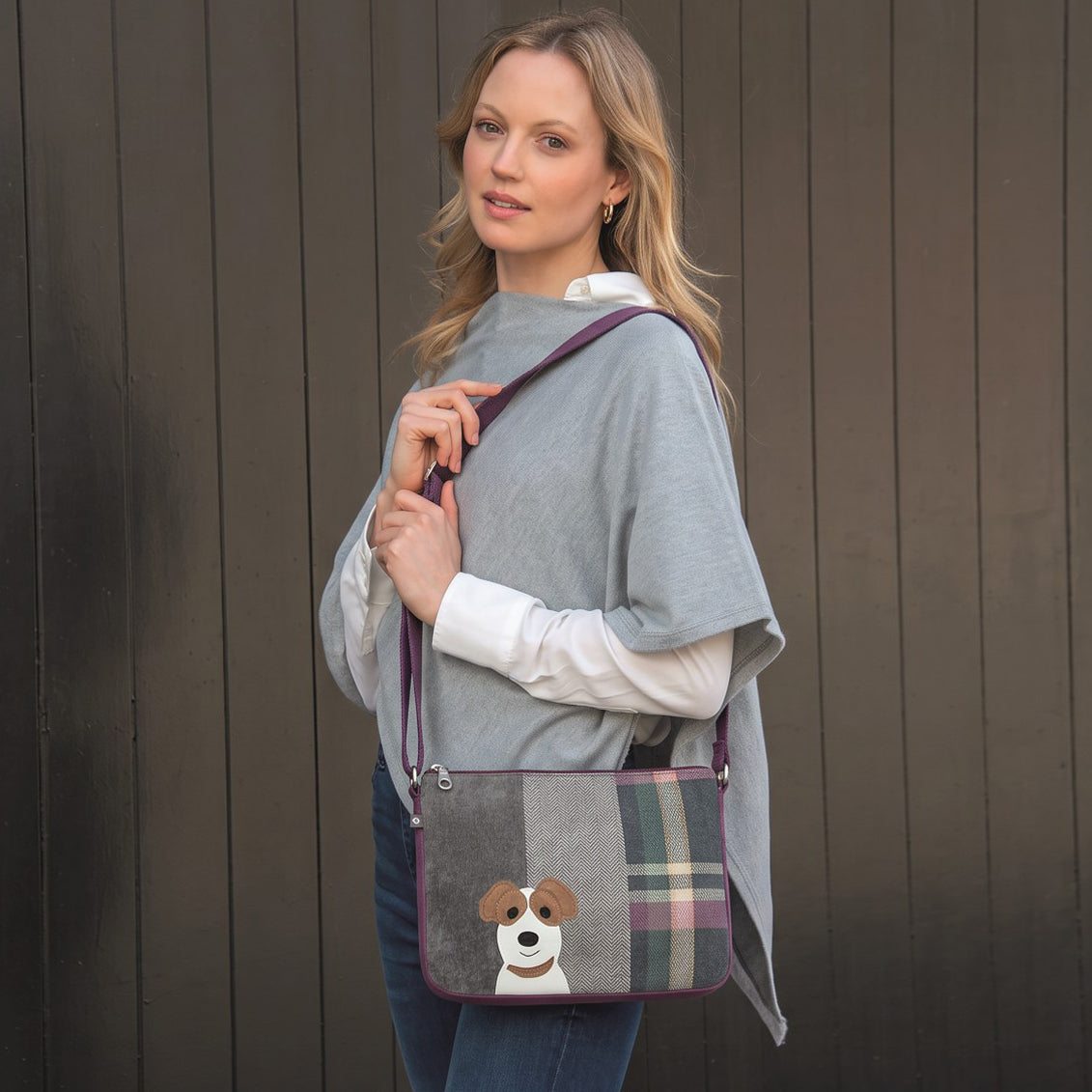 Tweed Messenger Bag - Cheeky Pup