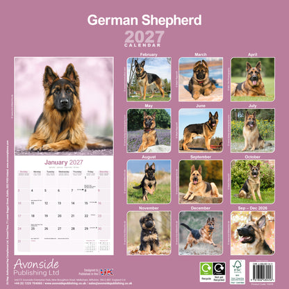 German Shepherd Wall Calendar 2027
