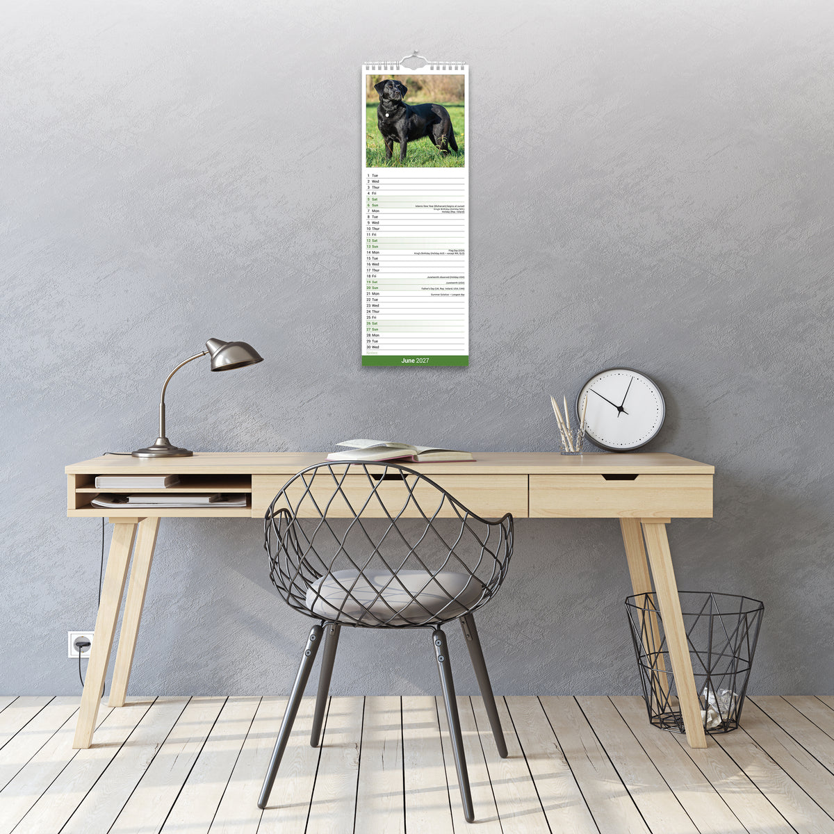 Black Labrador Retriever Slim Calendar 2027