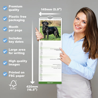 Black Labrador Retriever Slim Calendar 2027